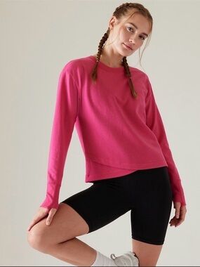 ATHLETA Solitude Sweatshirt Tulip Pink Heather Women’s Size Small